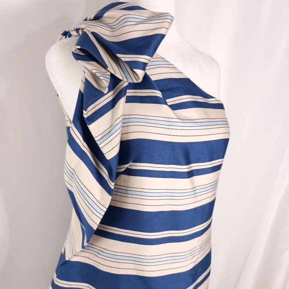 Banana Republic One Shoulder Cascade Bow Striped Dress Size 2 NWT $148 - Picture 9 of 9